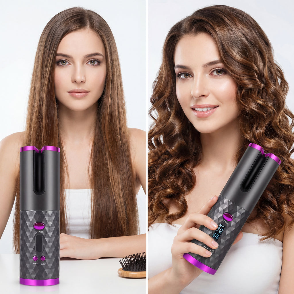 Fer à Friser Automatique Sans Fil – Céramique Tourmaline 200°C