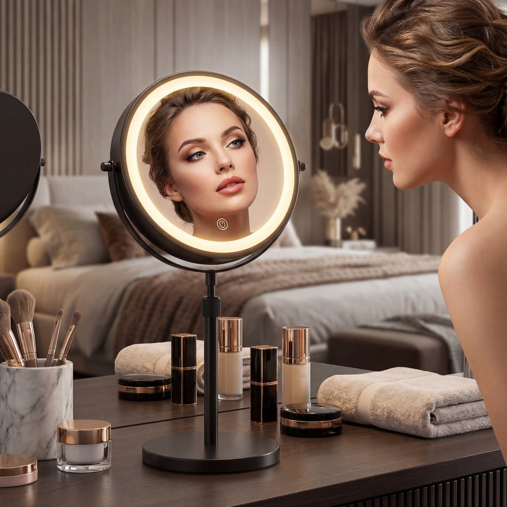 Miroir de Maquillage LED Réglable 13"-16" – Grossissant & Lumineux
